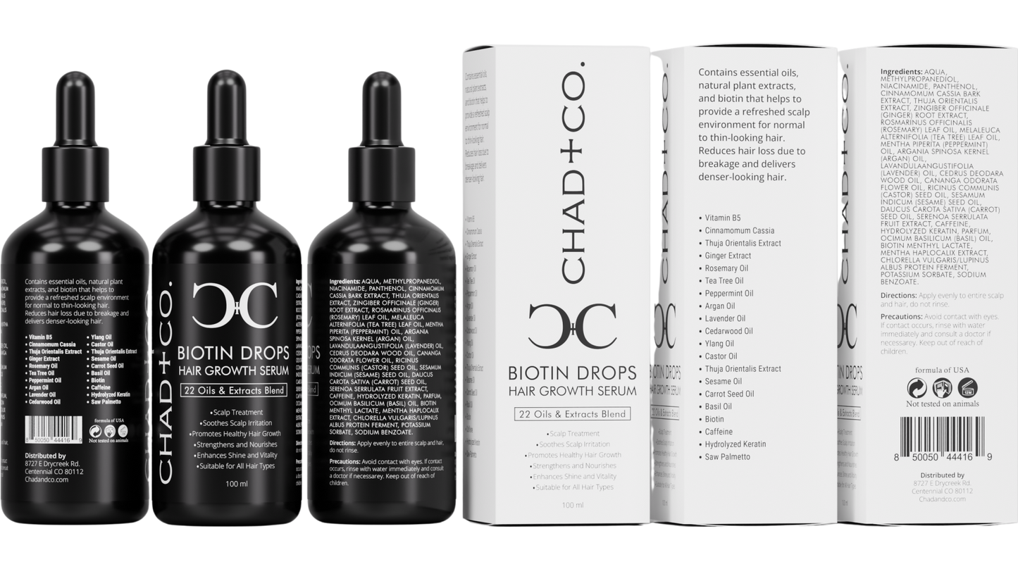 CHAD+CO. Biotin Drops delivers denser-looking hair 